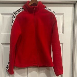 Vintage 90s Moda International Red Fleece Zip Jacket | Y2K Sport Luxe